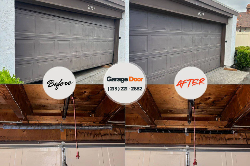 Before and after: garage door repair Oak Island, NC